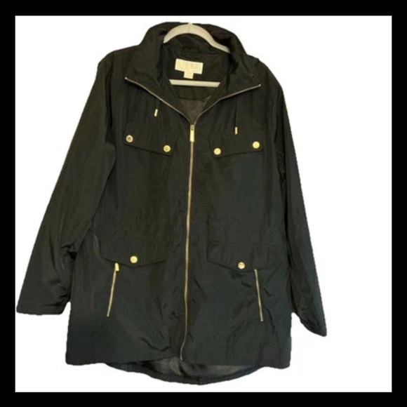 MICHAEL KORS Womens MK Classic Staple Trench Wind Breaker Rain Coat w/Hood Sz XL - Picture 9 of 15